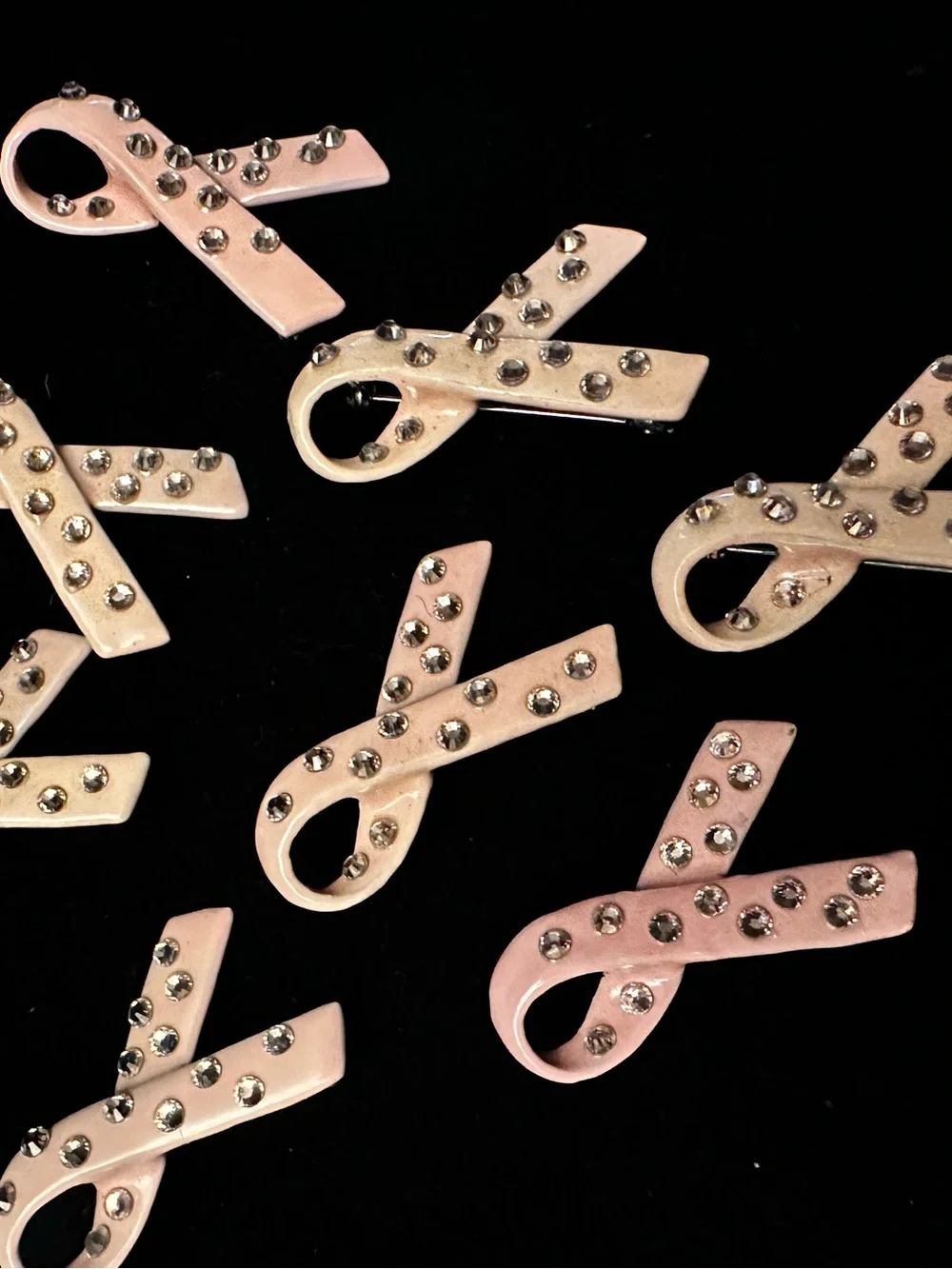 Vintage 2014 Pink Ribbon Crystal Awareness Pin - Women Accessories Lot of 8